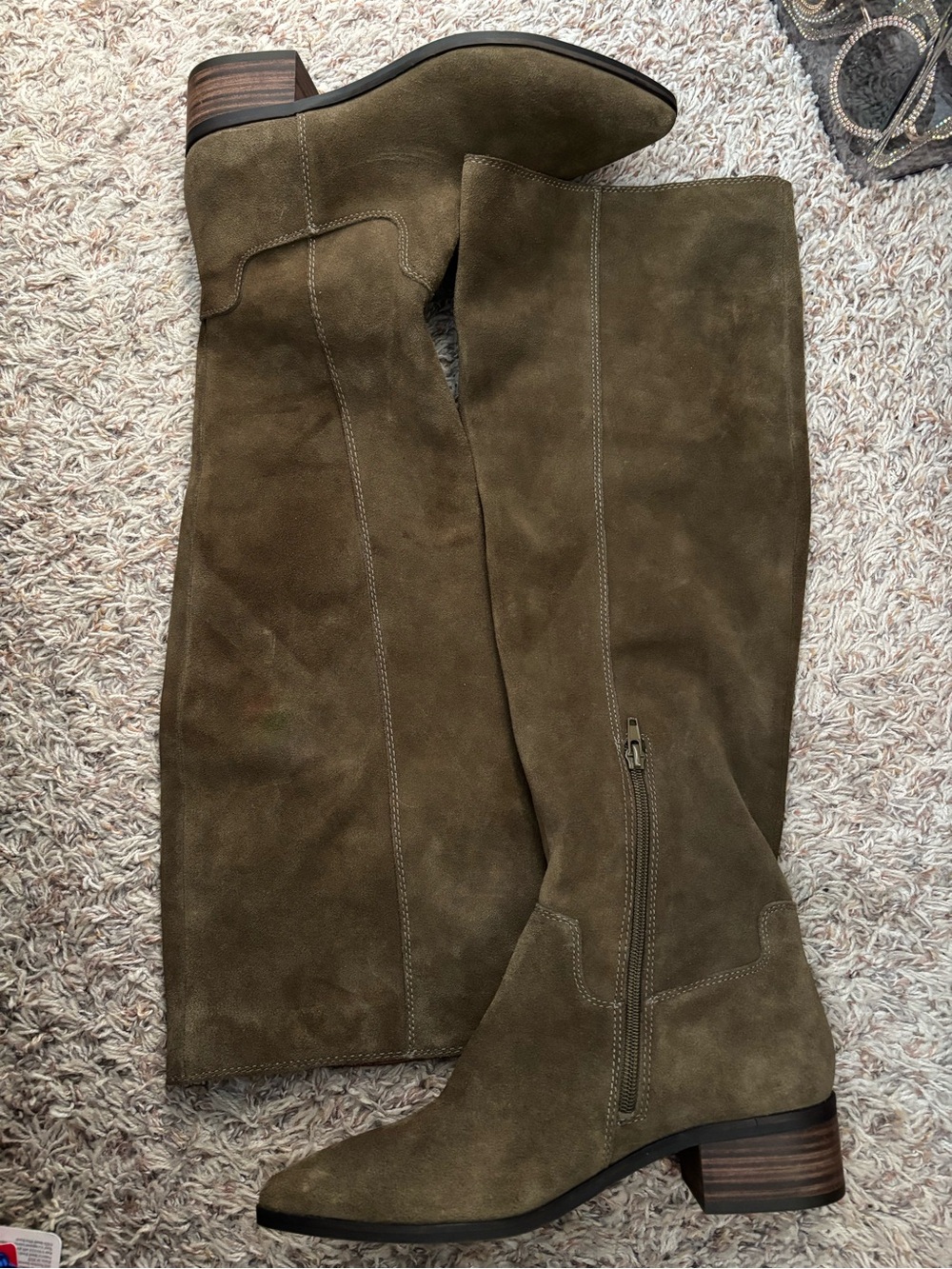 Lucky Brand Olive Suede Over-the-Knee Boots